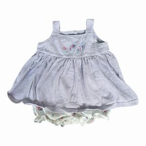 Vintage 90s/00s Mini wear Sleeveless Romper Dress Striped Floral Embroidered 18m